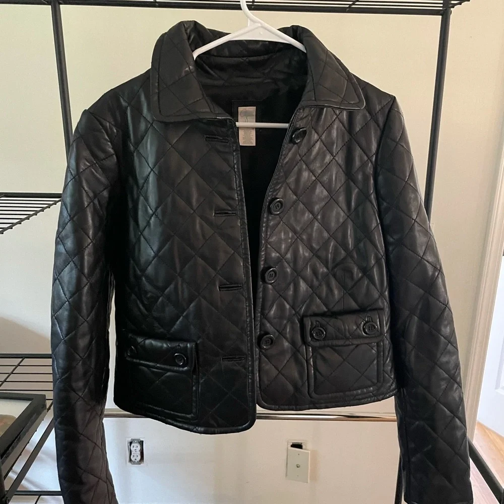 Aqua leather jacket - size 10 - Picture 1 of 6